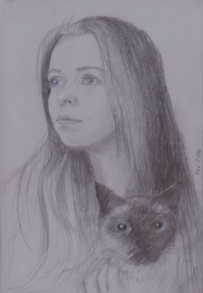 the portrait with a cat